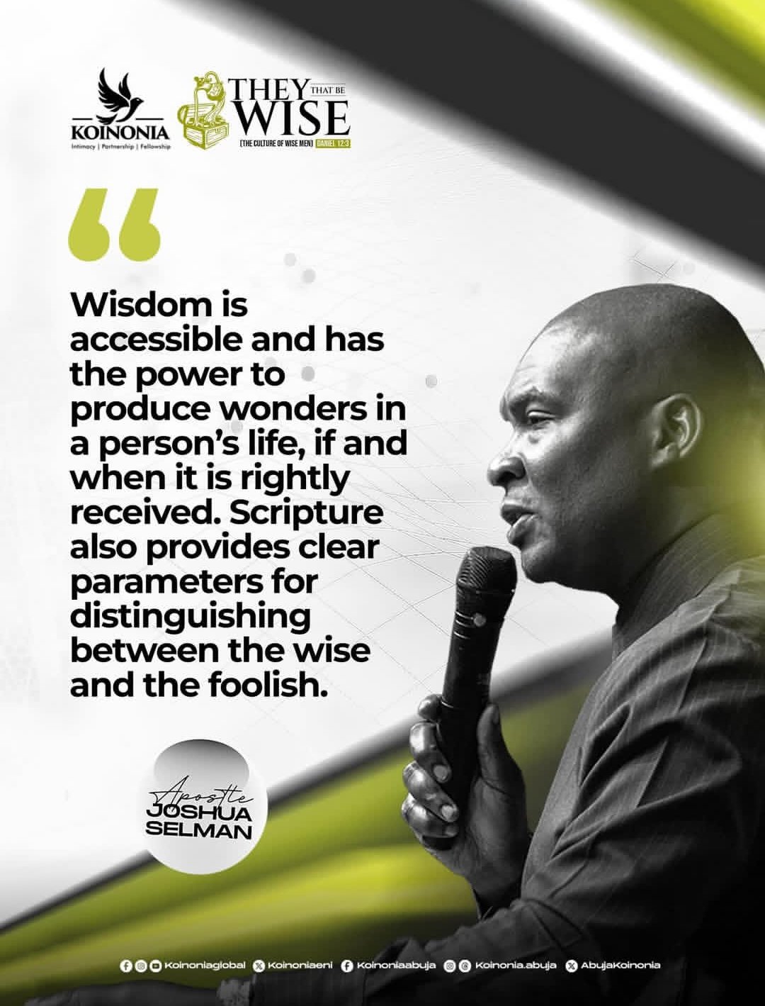 THEY THAT BE WISE (THE CULTURE OF WISE MEN) BY Apostle Joshua Selman OCTOBER 12, 2025