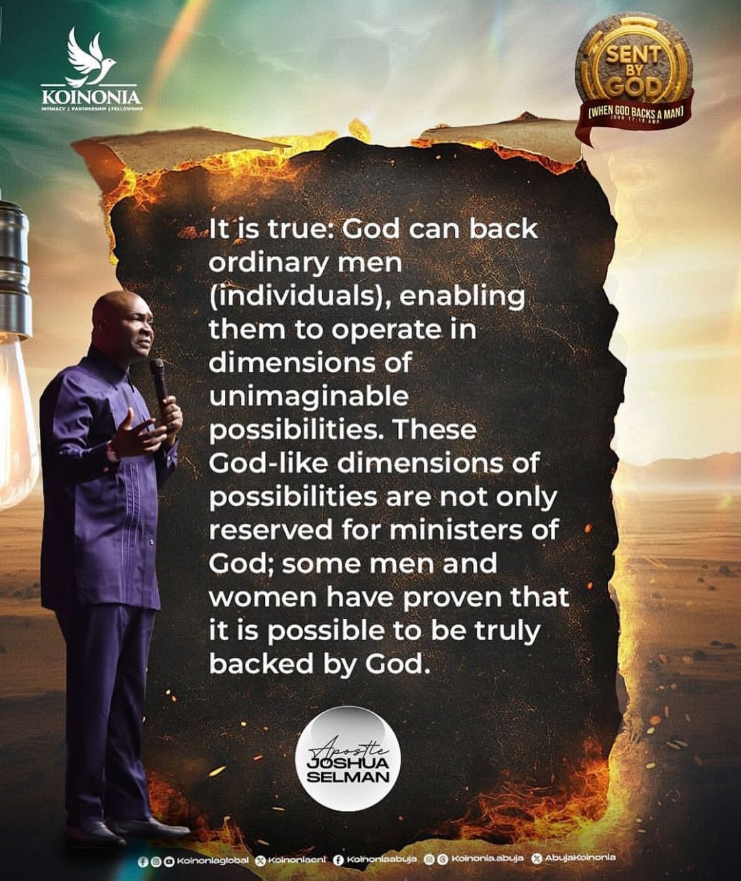 SENT BY GOD (WHEN GOD BACKS A MAN) BY Apostle Joshua Selman OCTOBER 19, 2025