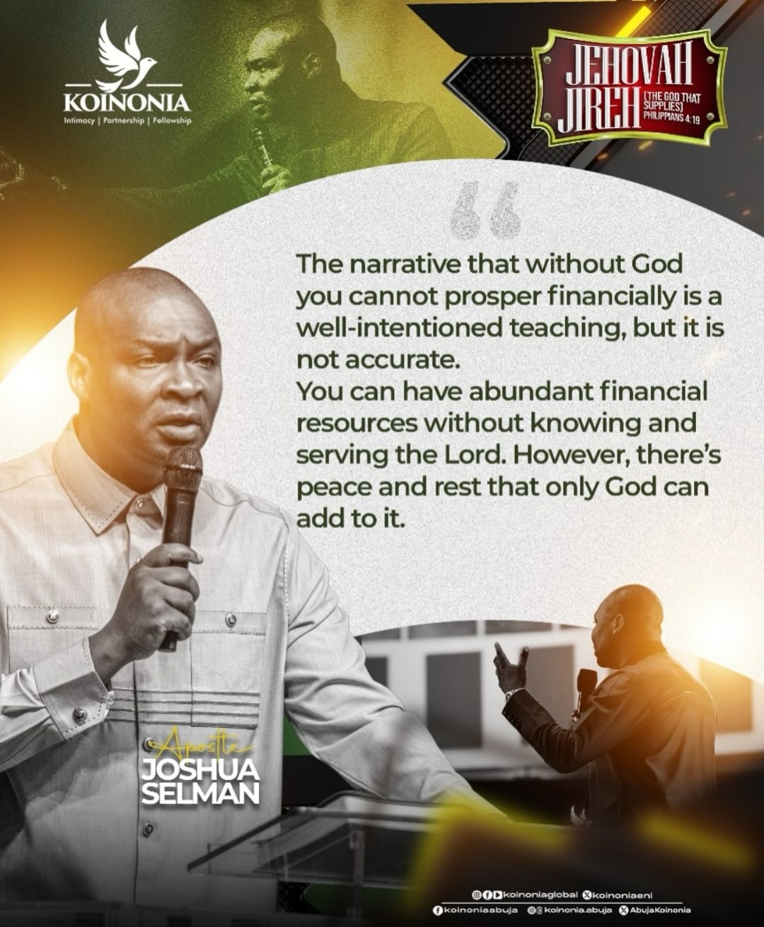 Jehovah Jireh (The God That Supplies) BY Apostle Joshua Selman MARCH 16, 2025