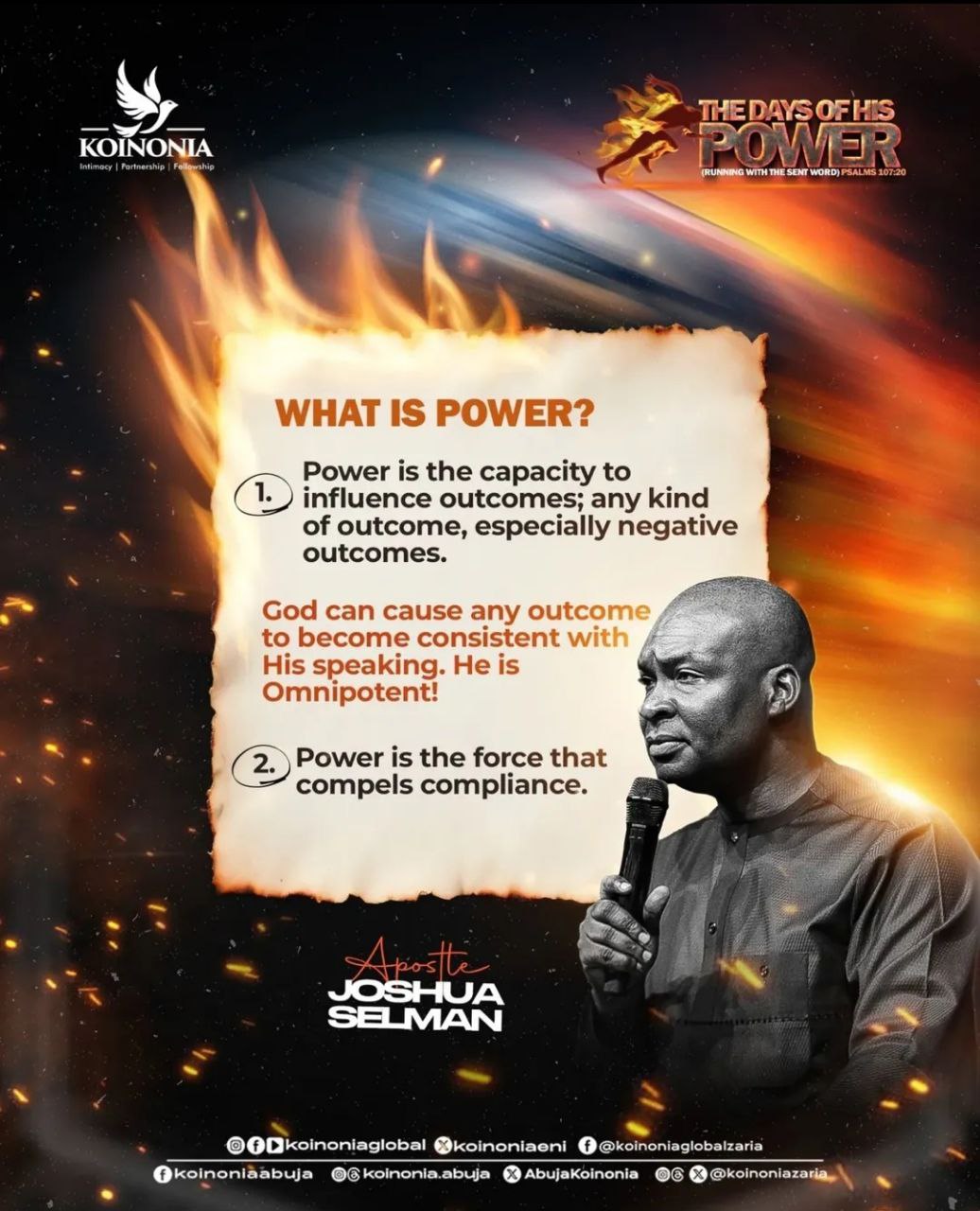 THE DAYS OF HIS POWER (RUNNING WITH THE SENT WORD) BY Apostle Joshua Selman JANUARY 19, 2025