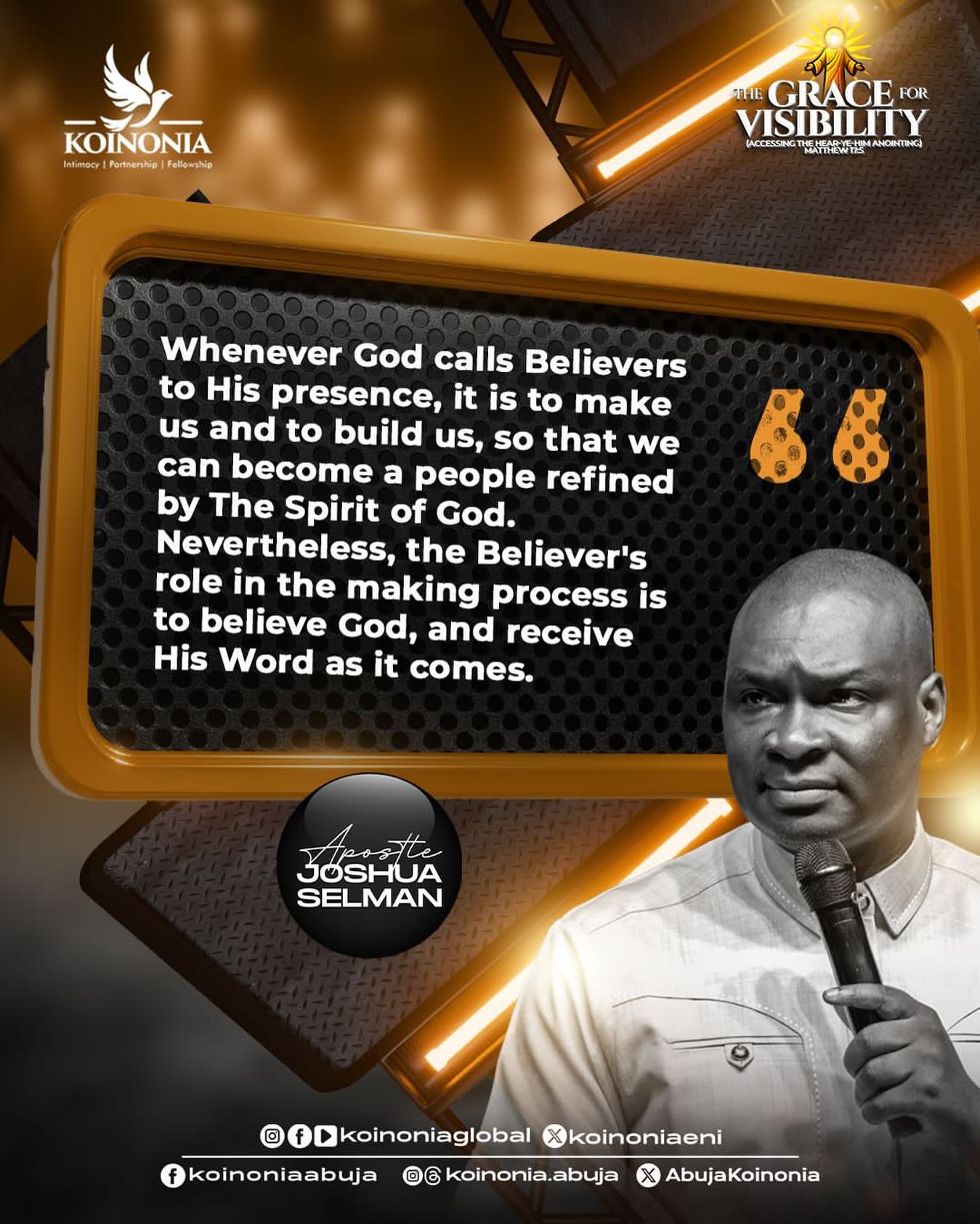 THE GRACE FOR VISIBILITY (ACCESSING THE HEAR YE HIM ANOINTING) BY Apostle Joshua Selman JUNE 22, 2025